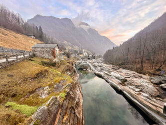 Switzerland, Verzasca - View from Ponte dei salti bridge
