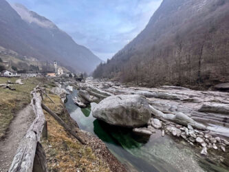 Switzerland, Verzasca - View from Ponte dei salti bridge