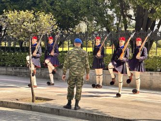 Greece, Athens - The Guards (Evzones) guarding the Presidential Mansion