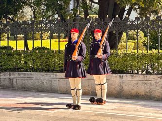 Greece, Athens - The Guards (Evzones) guarding the Presidential Mansion