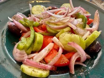 Greece, Athens - Tomatoes and Cucumber Salad