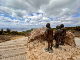 Türkiye, Gallipoli - Statue of Ataturk and Soldiers in Trenches in Gallipoli Campaign