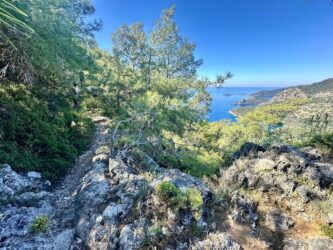 Türkiye, Kayaköy - The famous hike to the beach town of Ölüdeniz, a section of the ancient Lycian Way