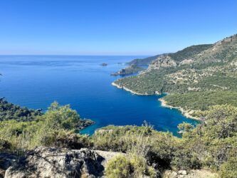 Türkiye, Kayaköy - The famous hike to the beach town of Ölüdeniz, a section of the ancient Lycian Way