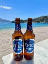Türkiye, Kayaköy - Beer at the Blue Lagoon